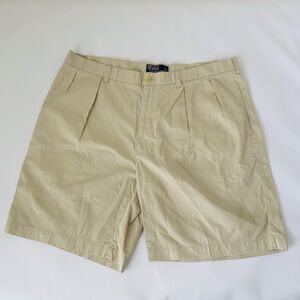 VTG  Polo Ralph Lauren Tyler Short Men 40 Pleated Chino Khaki Dad Preppy Golf 9"